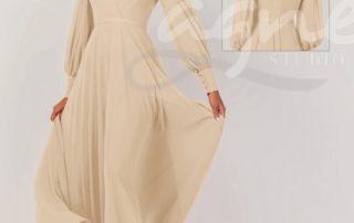 Spolecenske-saty-s-dlouhym-rukavem-Ny3363-champagne